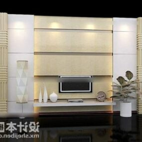 Ściana w tle telewizora z dekoracjami półek Model 3D