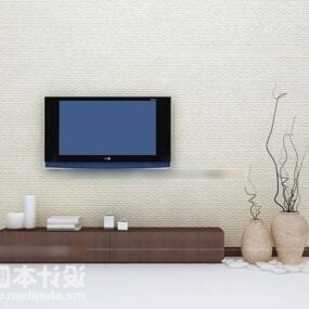 Tv Wall With Vase Decorating 3d model