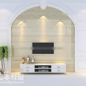 电视墙白色大理石材质3d模型