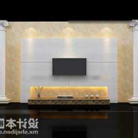 Modern White Tv Wall With Lighting 3d model