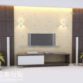 Dinding Tv Modern Dengan Speaker Multimedia model 3d