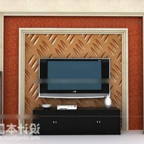 Red Background Tv Wall 3d model