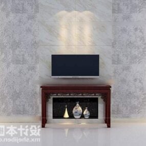 Вінтажна 3d-модель стіни для телевізора з прикрасою вази