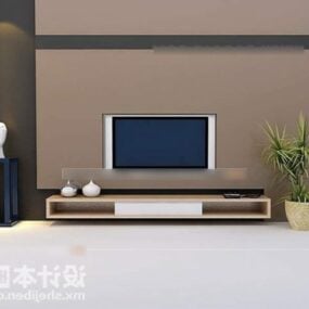 Model 3D Dinding Tv Warna Coklat