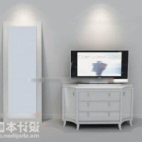 Ściana telewizora malowana na biało Model 3D
