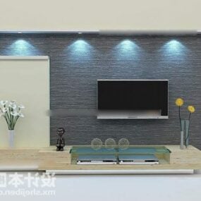 Tv Wall White Painted V1 3d model