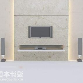 Minimalist Tv Wall Grey Marble Finish 3d model