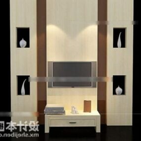 Tv Wall With Cabinet Combine 3d model
