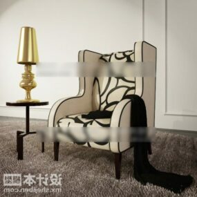 Antique High Back Sofa With Pattern Fabric 3d model