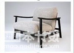 Wood Fabric Armchair Modern Style 3d model