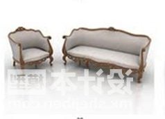 Camel Sofa Armchair Set 3d model
