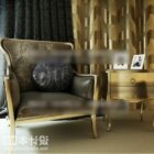 Wooden Velvet Sofa Armchair