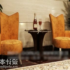 High Back Sofa Chair With Table 3d model