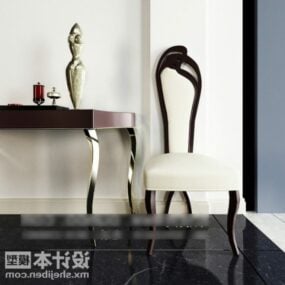 Eleganckie, luksusowe białe krzesło ze stołem Model 3D