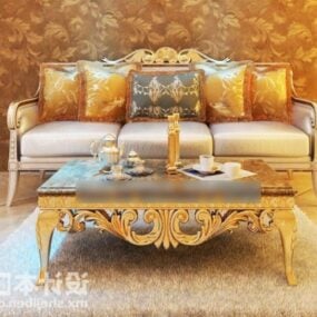 Royal Golden Sofa Table Set 3d model