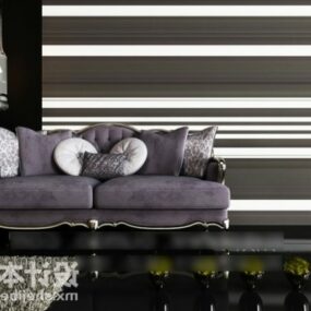 ספה בסגנון יוקרתי דגם תלת מימד בצבע סגול