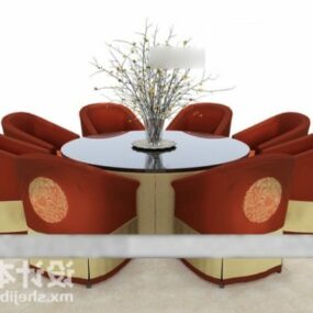 مدل سه بعدی ترکیبی میز و صندلی قهوه خوری