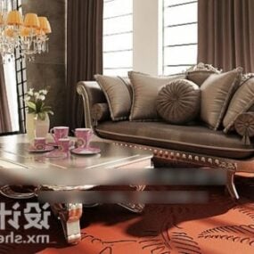 Modelo 3d de mesa de sofá luxuoso europeu