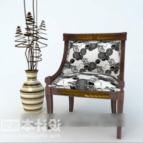 फूलदान सजावटी 3डी मॉडल के साथ प्राचीन कुर्सी