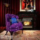 Antiikkikangas nojatuoli violetti väri