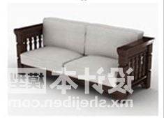 Vintage Wooden Upholstery Sofa 3d model