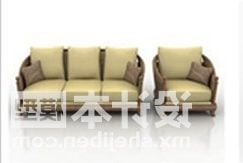 Upholstery Sofa Armchair Set 3d model