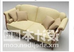 3д модель бежевого тканевого дивана с подушкой