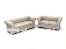 Chesterfield Sofa White Leather 3d model