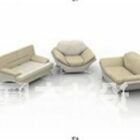 Beige Leather Sofa Armchair Set