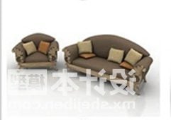Smooth Edged Camel Sofa Armchair 3d model