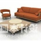 Sofá marrón con mesa de centro cuadrada