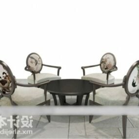 Antik stil sofabord og stol 3d-model