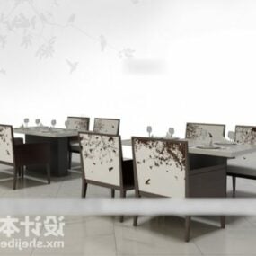 Conjunto moderno de mesa e cadeira de restaurante modelo 3d