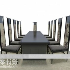 Chinese Dinning Table And Chair Furniture Set 3d model