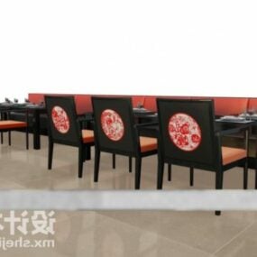 Chinese Dinning Table And Chair Furniture Set V1 3d model