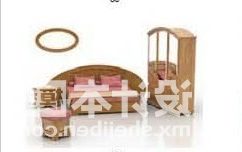 Home Bedroom Double Bed Cabinet Pack 3d model