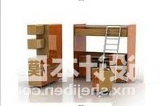 Bunk Bed Wooden Furniture 3d model