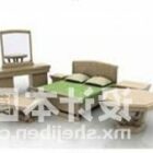 Dresser With Double Bed And Table Set
