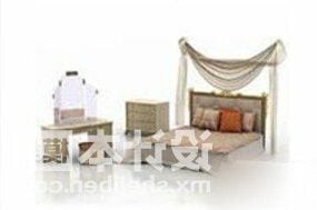 Poster Double Bed With Dresser Table 3d model
