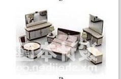 Furniture Double Bed Dresser Bedroom Pack 3d model