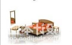 Διπλό κρεβάτι με τραπέζι και κομοδίνα 3d μοντέλο