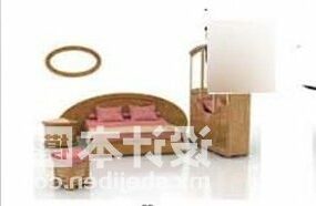 Antique Double Bed Furniture With Cabinet 3d model