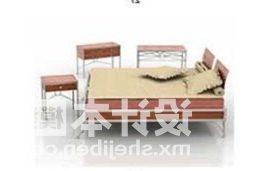 Double Bed With Table Furniture 3d model