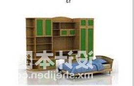 儿童床带柜卧室家具3d模型