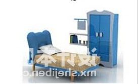 Set Furnitur Kamar Tidur Tempat Tidur Anak model 3d