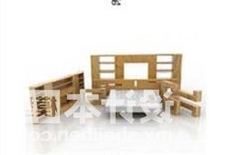 Single Bed Simple Wood Frame 3d model