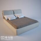 Brown Double Bed Furniture With Cushions