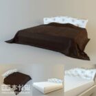 Double Bed Furniture With Brown Blanket