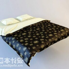 Hotel Double Bed Furniture With Blanket 3d model