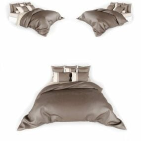 Letto matrimoniale alto dettagliato con materasso a cuscino modello 3d